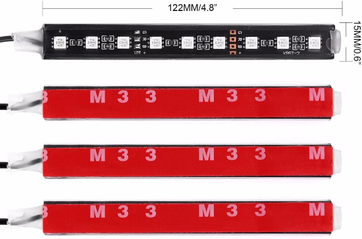 Car LED Strip Light, EJ's SUPER CAR 4pcs 36 LED Car Interior Lights Under Dash Lighting Waterproof Kit,Atmosphere Neon Lights Strip for Car,DC 12V(Pink)