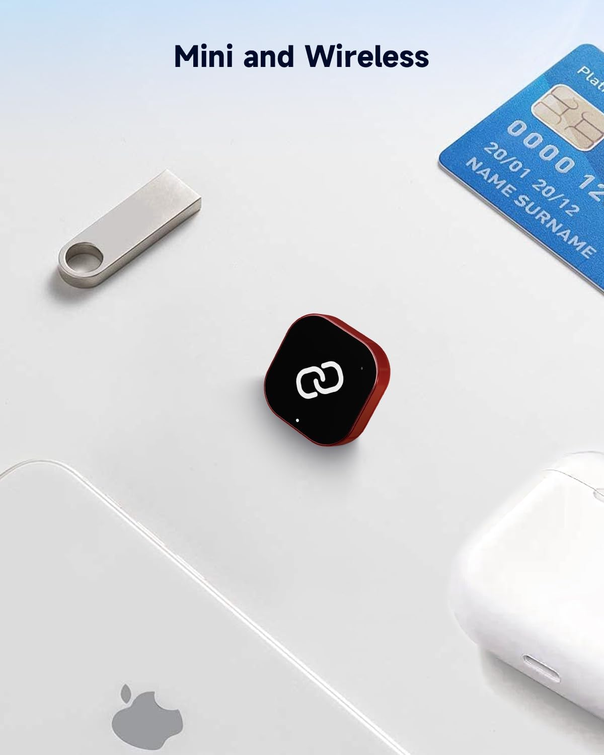 Spedal Wireless CarPlay Adapter for Factory Wired CarPlay – Plug & Play, Auto Reconnect, Mini Metal Design with USB-A & USB-C Cables – Compatible with iPhone 6+ and Cars from 2016 (Red)