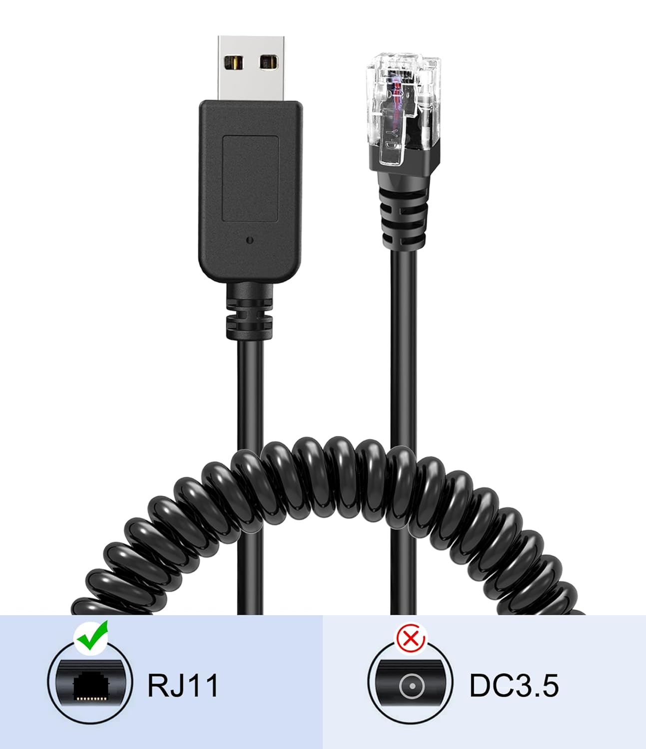Radar Detector Cable with USB to RJ11 Plug,Power Cable for Radar Detectors,USB 5V-12V Power Cable,for Escor t Radenso XP Beltronics Whistler Radar Detector(RJ11-6.56FT)