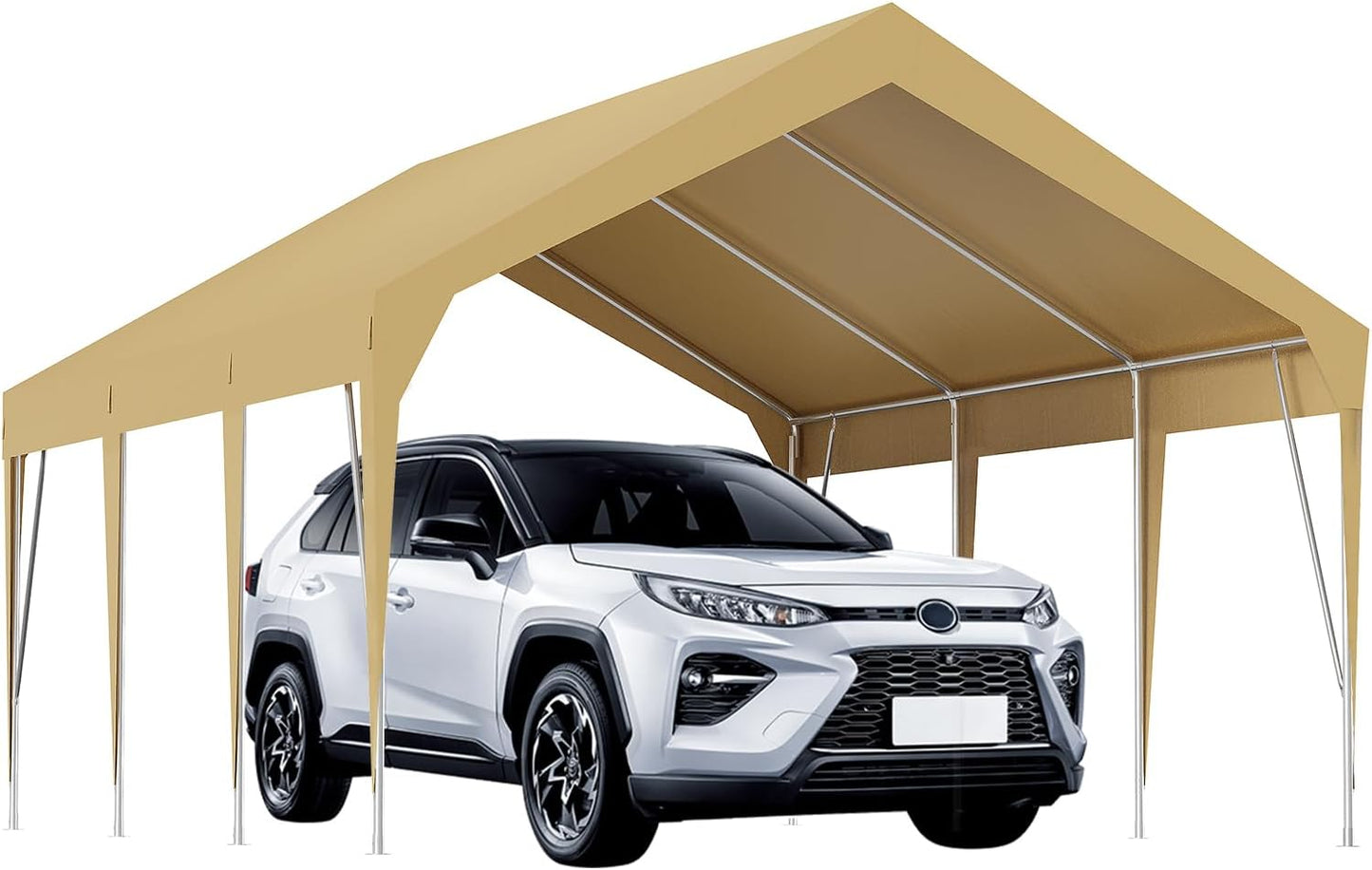 13x20ft Heavy Duty Carport Outdoor Car Canopy UV Resistant Waterproof Party Tent All-Season Portable Garage Gazebo Shelter for Car, Storage Shed (Earthy Yellow)