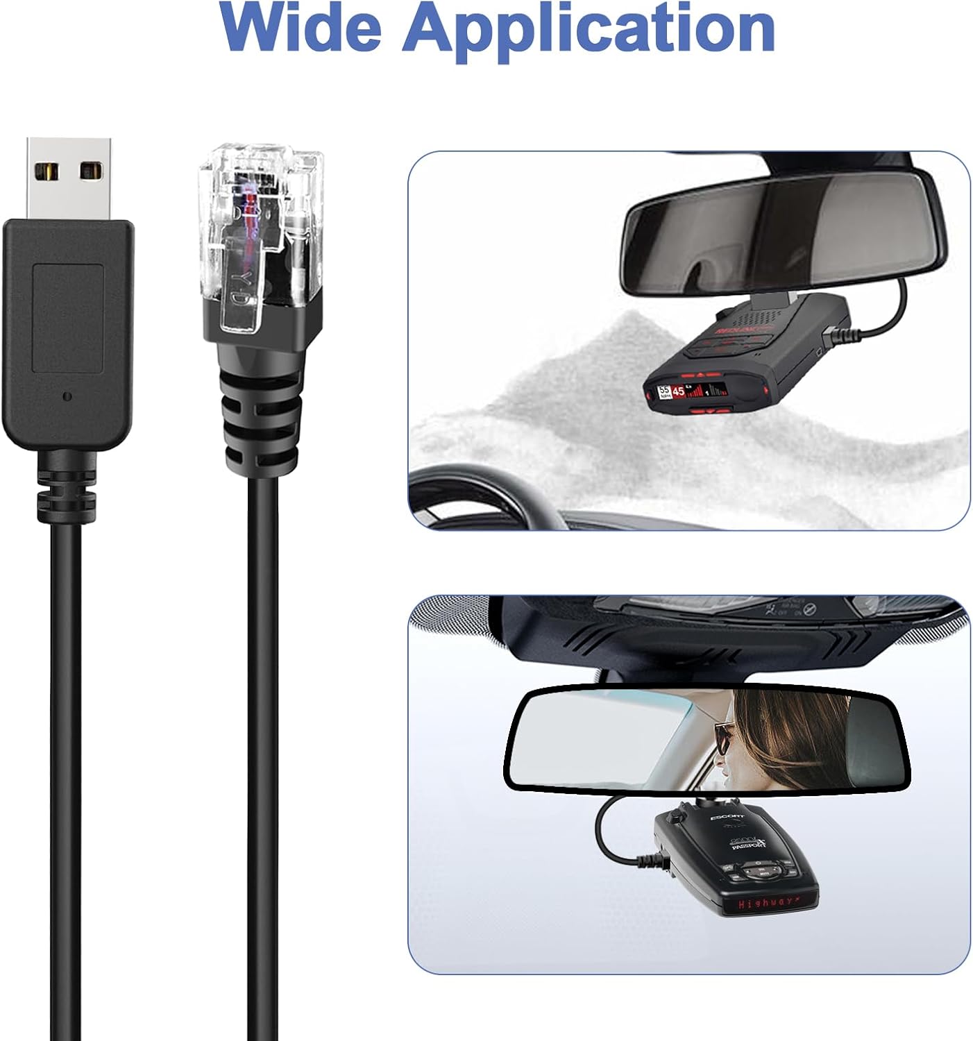 Radar Detector Power Cable, USB to RJ11 DC3.5 Cable,Replacement Radar Detectors Power Cable,for Escort Uniden Radenso XP Beltronics Cob'r'a Whistler Radar Detector (DC3.5-6.56FT)