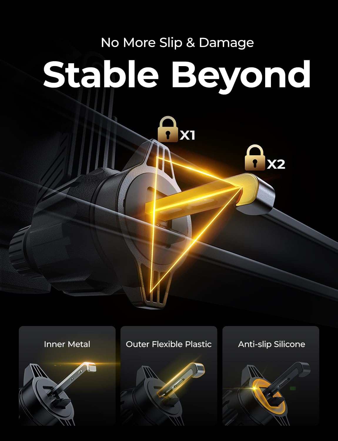 LISEN Back to School Phone Mount for Car Vent [Never Blocking] 360 Rotatable Car Phone Holder Air Vent Clip Hands Free Cellphone Car Mount for iPhone 16 Pro Max Plus 16e 15 14 Samsung Android, Black