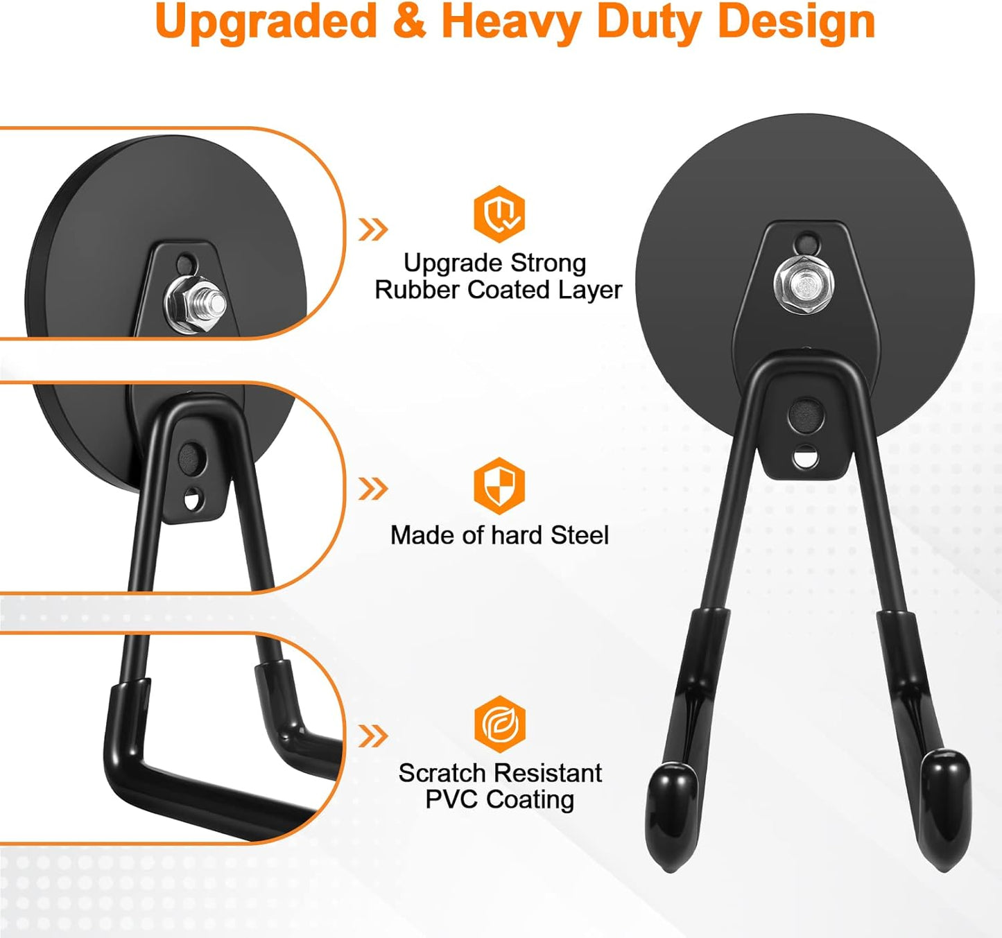 ENUODA Strong Magnetic Hooks Heavy Duty Large Magnet Hooks Heavy Duty Garage Storage Hook Utility Magnet Tool Holder for Metal Cabinet Pegboard Garage Shelve Tool Chest Garden Tools, 2PCS