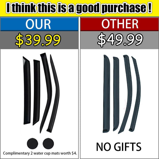 Rain Guards for Hyundai Elantra Sedan 2011-2016, Tape-on Side Window Deflectors for Hyundai Elantra Sedan, Window Visors for Hyundai Cars,for Hyundai Accessories 4 Rain Guards ＆ 2 Car Coasters, Black