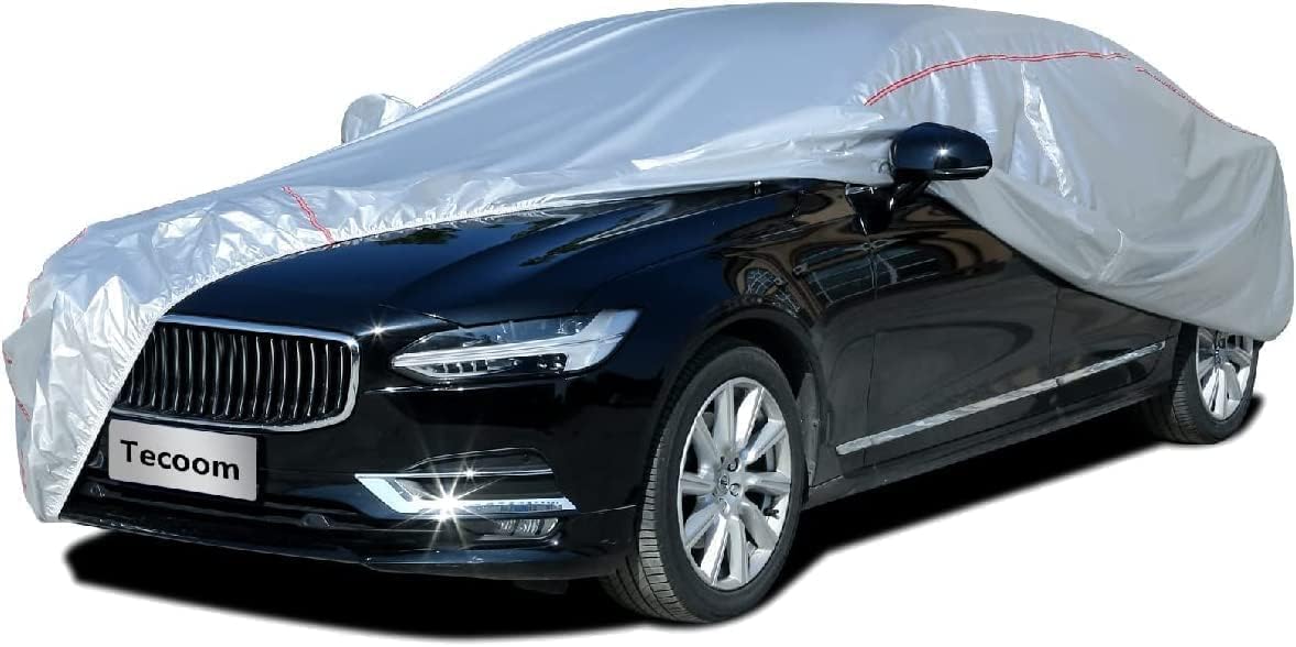 Tecoom Car Cover Waterproof All Weather Fit For Tesla Model 3 Toyota Corolla 2000-2023 Honda Civic 1991-2023, Kia Stinger/Forte, Subaru Legacy, Audi A3/A4/A5 etc, Car Cover Sedan With Lock/Door Zipper
