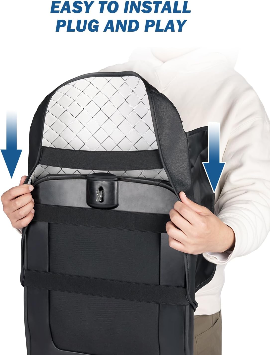 JOYTUTUS Center Console Cover Compatible with 2002-2012 Ram 1500 2500 3500 Jump Seat Console, Leather Arm Rest Armrest Cover for Car, Middle Console Cover Car Arm Rest Cover Replacement, with 2 Pocket