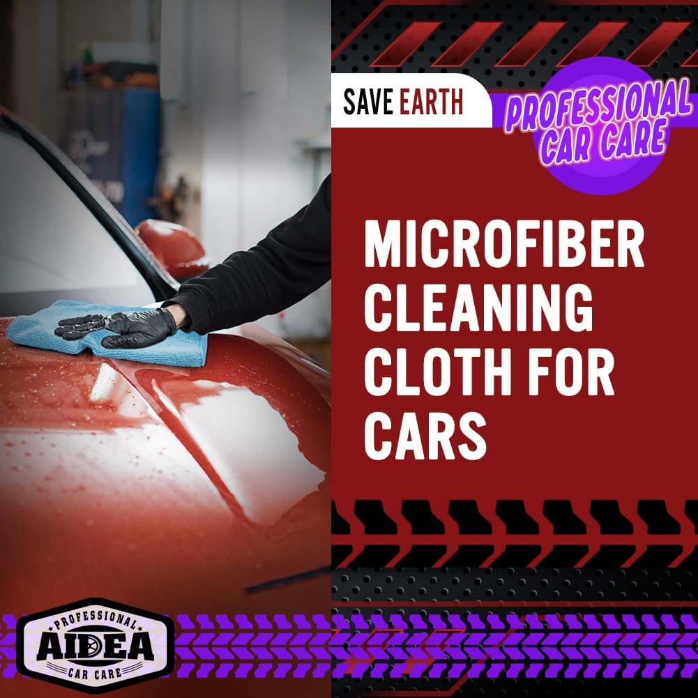 AIDEA Microfiber Cleaning Cloths, 150PK, Blue, 12x12 Inch, Shop Rags, Absorbent, Lint Free, Reusable, Ideal for Cars, Kitchen, Household, Dusting, Polishing
