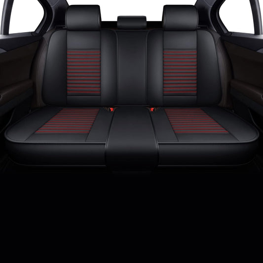 LINGVIDO Leather Car Seat Covers,Breathable and Waterproof Faux Leather Automotive Seat Covers for Cars SUV Pick-up Truck Sedan,Universal Anti-Slip Driver Seat Cover with Backrest (Rear Seat, Red)