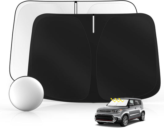 Windshield Sun Shade for Kia Soul 2014-2019 Foldable Sunshade Custom Fit Front Window Car Interior Accessories Protector Blocks UV Rays