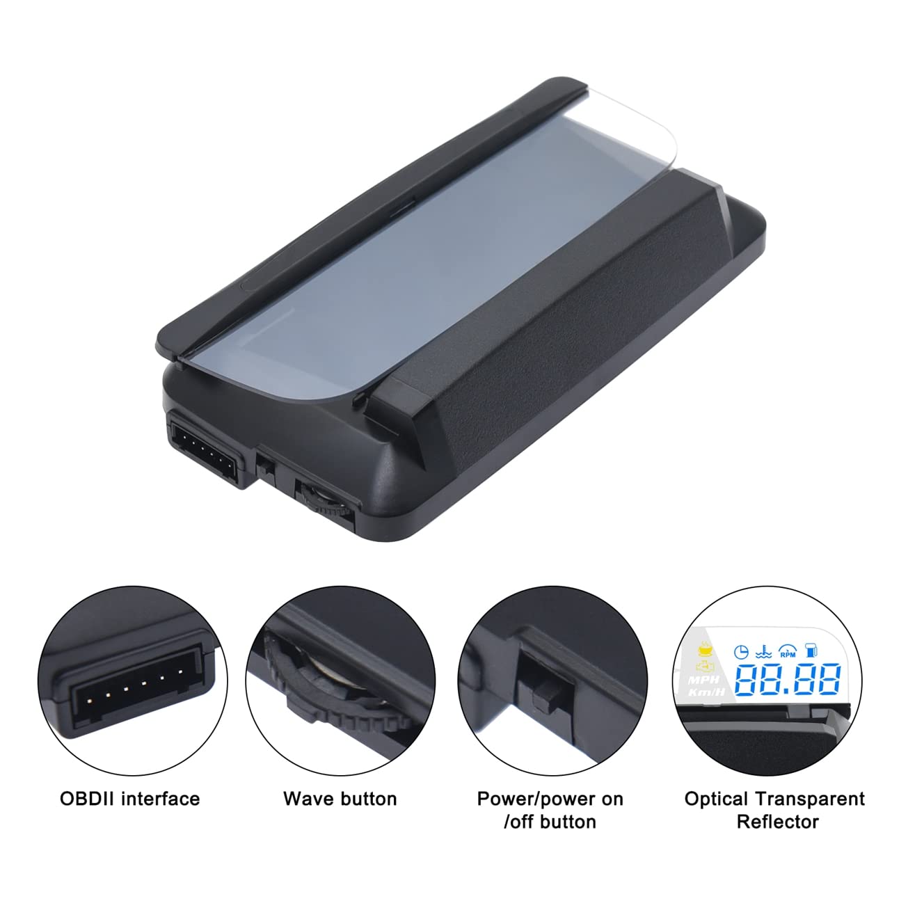 KAOLALI Car Hud Head Up Display Speedometer Odometer OBD2 HD 3D Reflection Multi-Function Display Overspeed Alarm for Cars