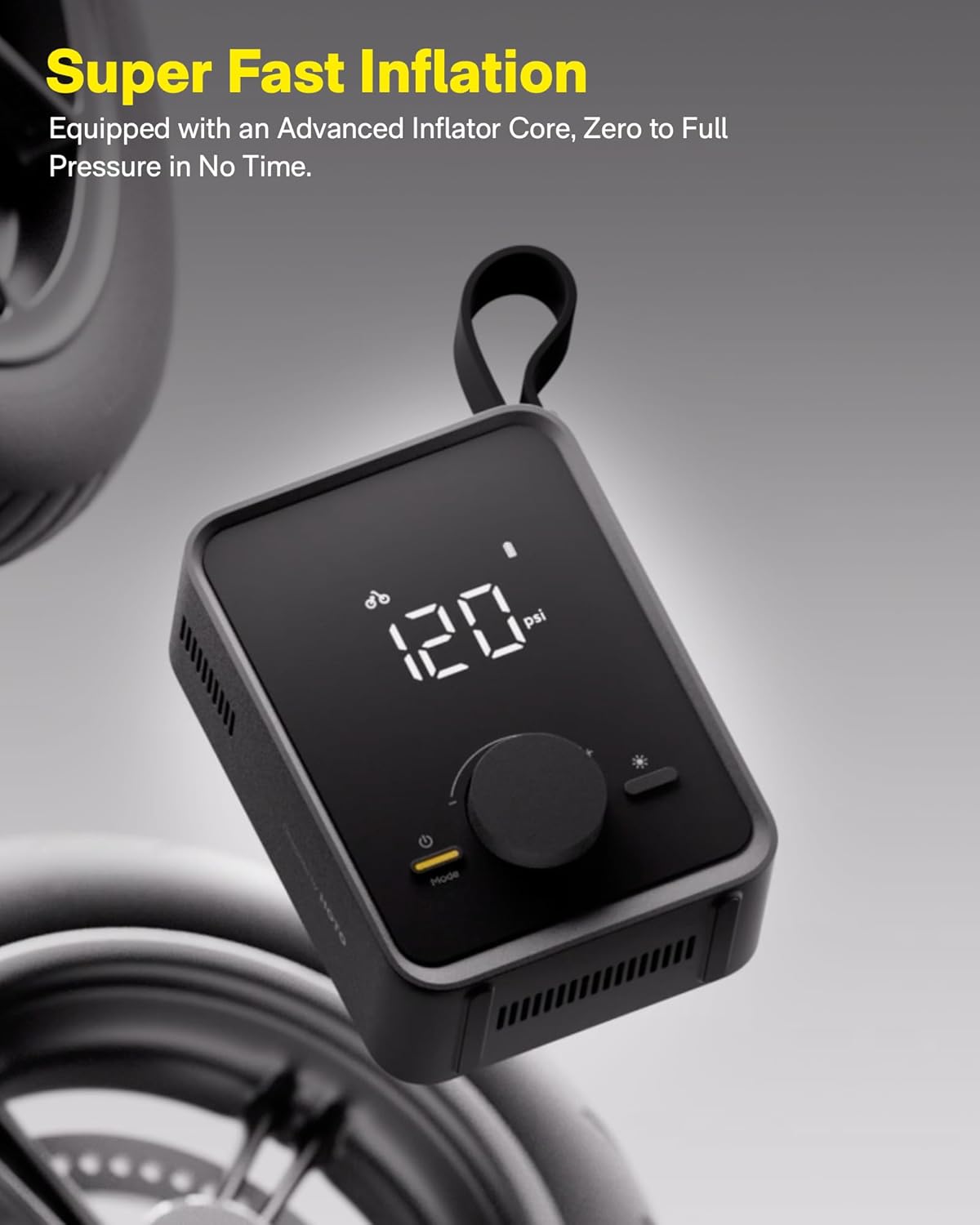 HOTO Tire Inflator Portable, Electric Air Pump Pro for Car Tires with Digital Pressure Gauge 120PSI, Cordless Tire Pump with 12V Motor, 7500mAH Battery, Air Compressor for Car, Motorcycle, Bike, Ball