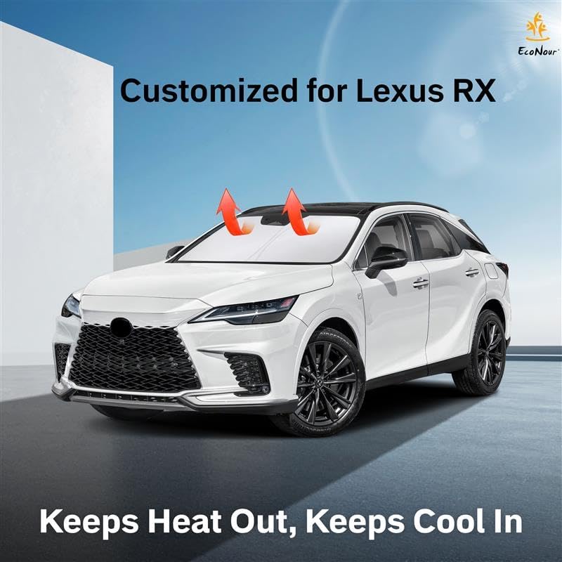 Lexus RX EcoNour Car Windshield Sunshade 2023-2025 240T Polyester Material Cars Sun Visor Reflector Blocks UV Rays - Foldable Sunshade Interior Protection Accessories