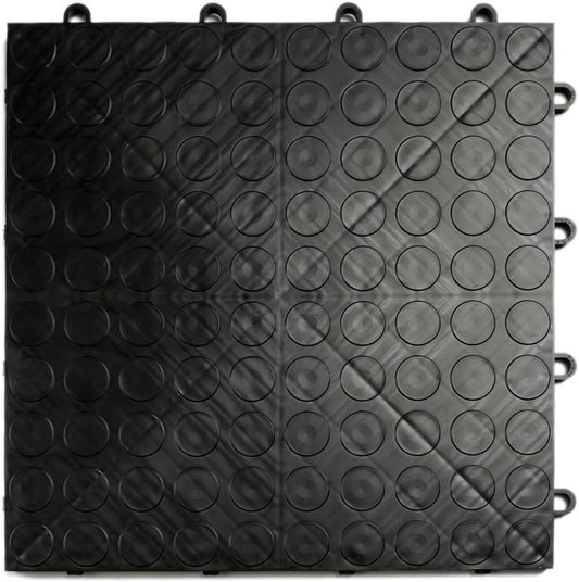 Big Floors GarageDeck Coin Pattern, Durable Copolymer Interlocking Modular Non-Slip Garage Flooring Tile (Black, 48 Pack of 12 x 12" Tiles)