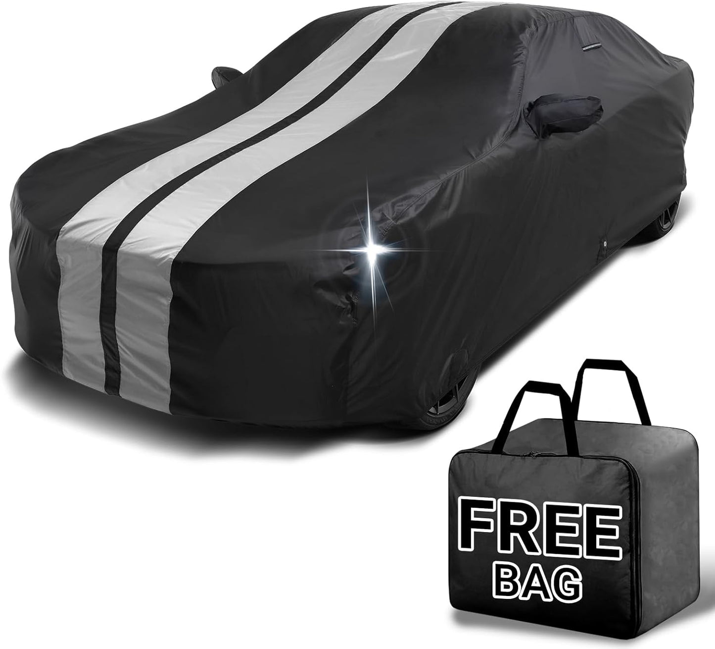iCarCover Custom Car Cover for Buick Electra (1985-1990) Waterproof All-Weather Rain Snow UV Sun Protector Full Exterior Indoor Outdoor Car Cover (Stripe - Black/Gray)