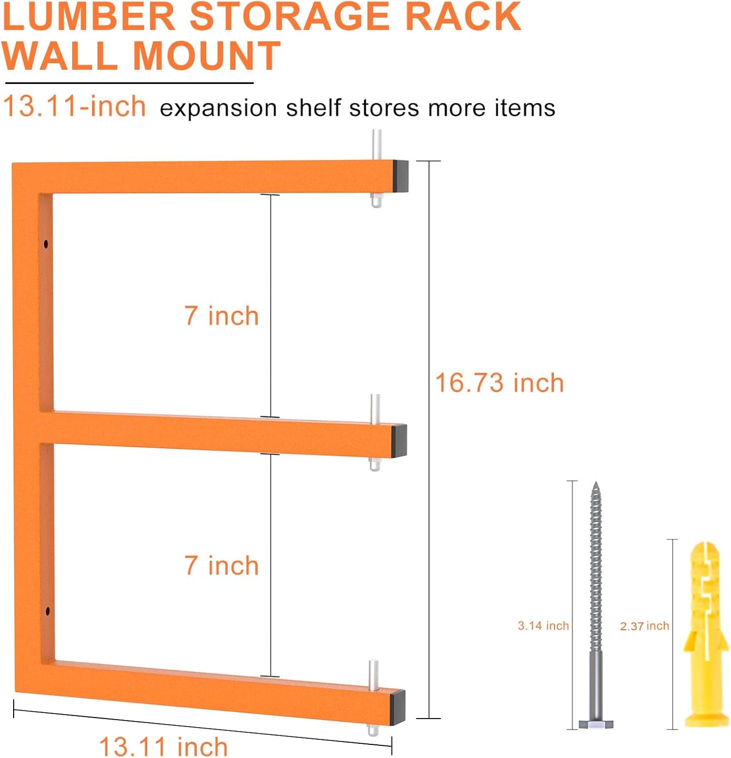 6 PACK Lumber Rack Wall-Mounted Lumber Storage Rack, Heavy Duty Wood Storage Racks With 9-Level System, 1980 LB Sturdy Garage Wood Organizer, Hanging Orange Lumber Metal Racks for Indoor & Outdoor