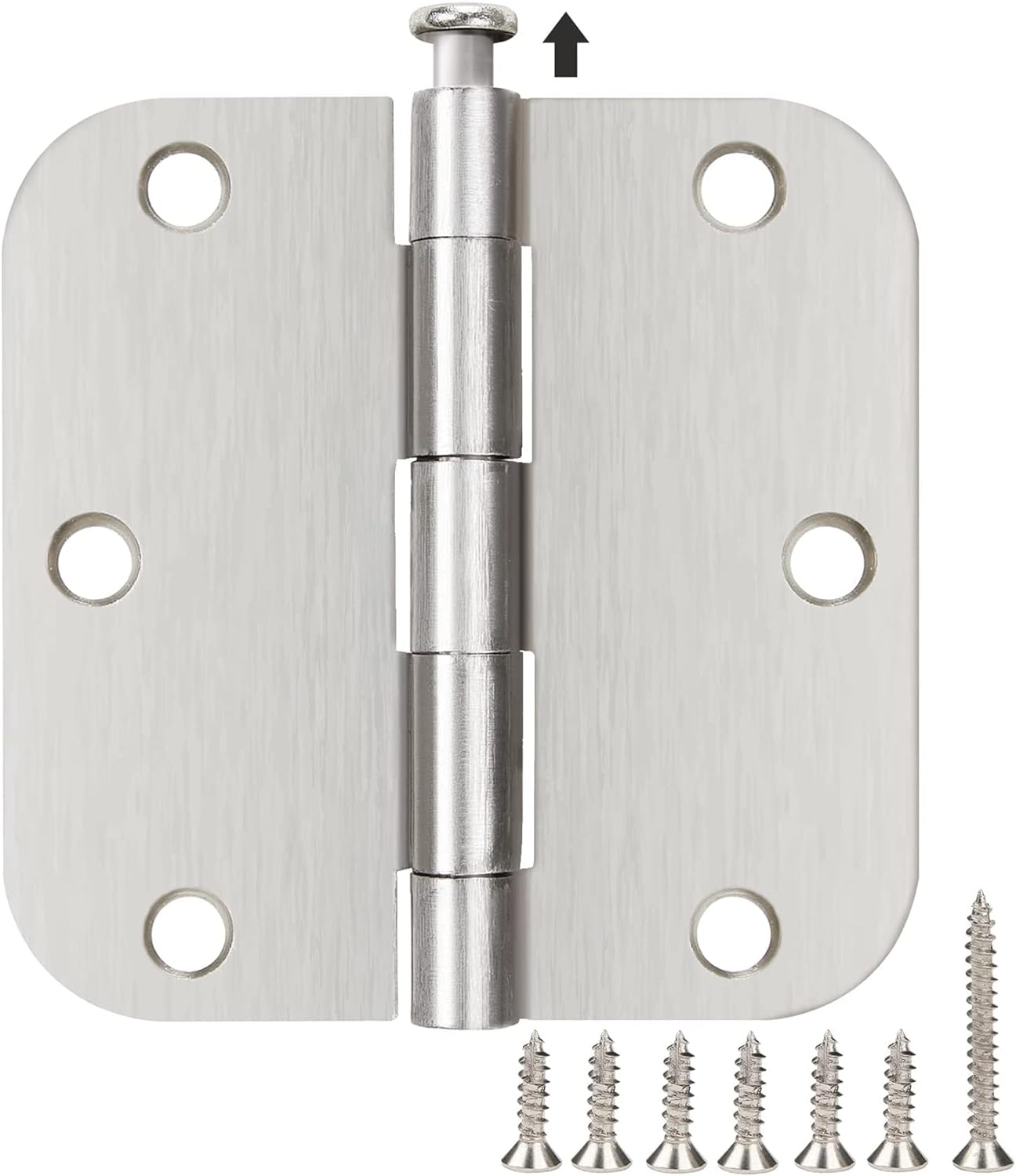 12 Pack Interior 3.5" Brushed Nickel Door Hinges for Doors 3 1/2 Inch Rounded 5/8" Noise Free Residential Standard Hinge for Study Spare/Play/Lounge/Bed Room,Walk-in Closet,DIY Table,Celler,Balcony