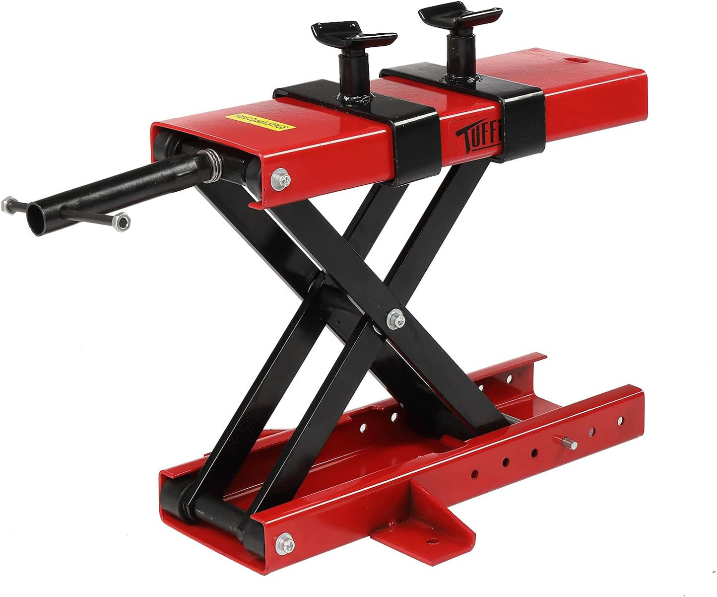 TUFFIOM 1100LBS Motorcycle Scissor Lift Jack, Height Adjustable with Safety Pin & Support Saddles, Foldable Motorcycle Center Stand for Dirt Bike ATV, Red