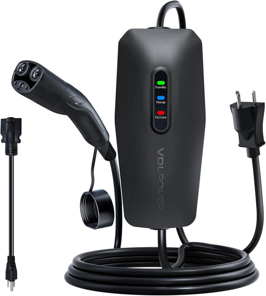 Level 1/2 EV Charger for Tesla 16Amp, Electric Vehicle Portable Charger with 20FT Cable, 3.5KW Home EV Charging Station for J1772 Electric Cars,110V-240V, NEMA 6-20 & NEMA 5-15 Plug