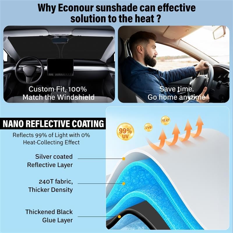 for Toyota GR86 2022 2023 Windshield Sunshade- EcoNour 240T Polyester Material Cars Sun Visor Reflector Blocks UV Rays - Foldable Sunshade Interior Protection - Toyota GR86 Accessories