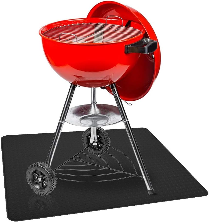 RESILIA Garage Mat, Prevents Stains Decorative Embossed Diamond Plate Pattern Black, 3 Feet x 4 Feet, Made in The USA