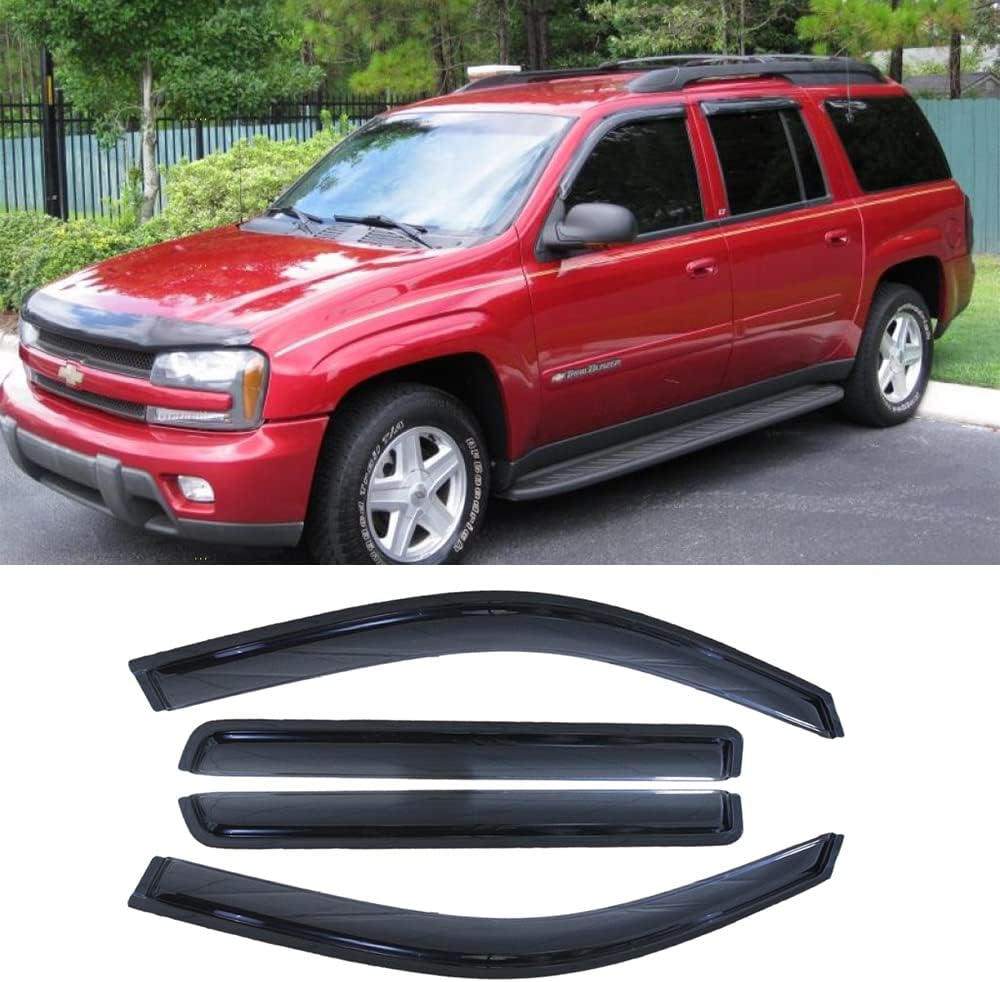 94240 Side Window Wind Deflector,4pc Outside Mount Style Nice Sun Rain Guards Set,Window Visor fit for 2002-2006 Chevy Trailblazer EXT