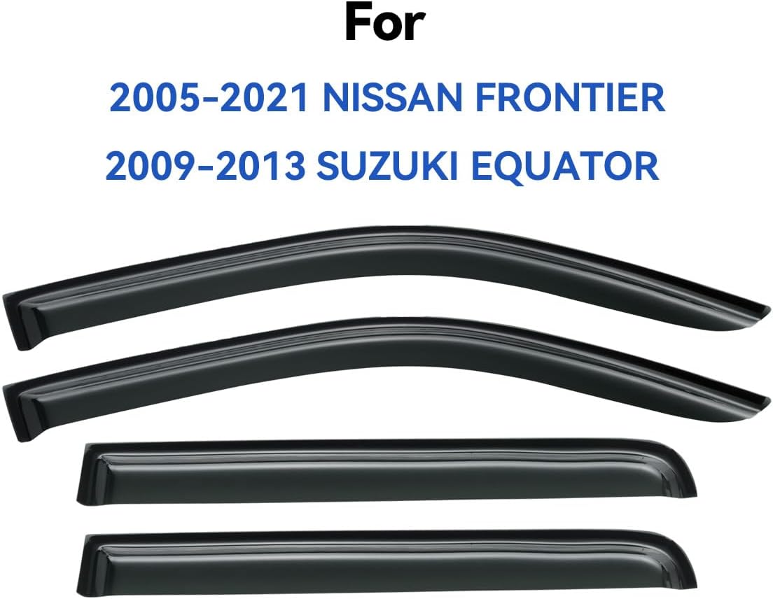 Window Visors Rain Guards Shield for 2005-2021 Nissan Frontier Crew Cab, Out-Channel Window Vent Wind Deflectors Visors Shades for 2009-2013 Suzuki Equator Crew Cab