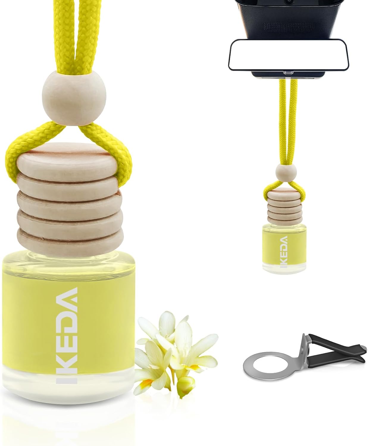 IKEDA Car Air Freshener, Car Fresheners for Men & Women, 45+Day Long Lasting Fragrance Hanging Air Fresheners Scents, with Clip, Perfect for Auto and Home,10ml, Vanilla