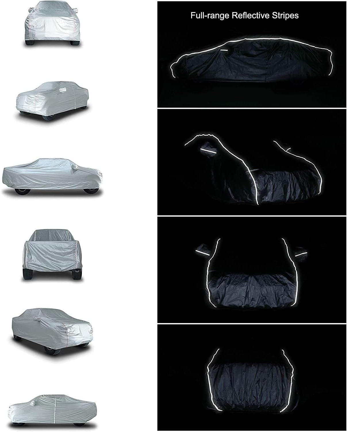 Tecoom Hard Shell Truck Car Cover Waterproof UV-Proof Windproof Zipper Design with Straps Buckle Fit for Ford F150 Ram 1500 Chevy Silverado Toyota Tundra GMC Sierra Full Size Truck Length Up to 245"