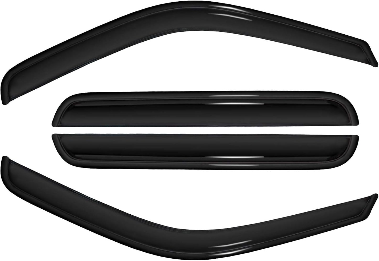 4pc Sun Rain Guards Window Visor Wind Deflector Compatible with Ford Excursion 2003-2005 Smoke 94438