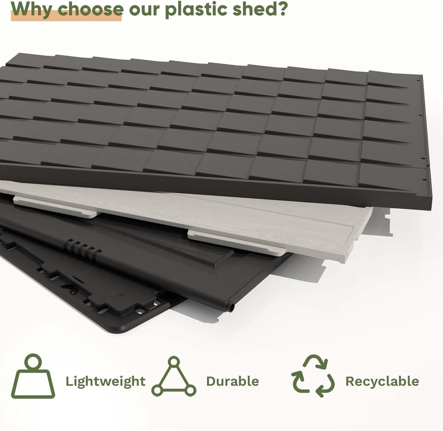 Patiowell 8x10 FT Plastic Shed Outdoor Storage Shed with Floor, Resin Garden Tool Shed Lockable Door & Two Windows for Patio, Backyard, Bike & Organizer, Beige