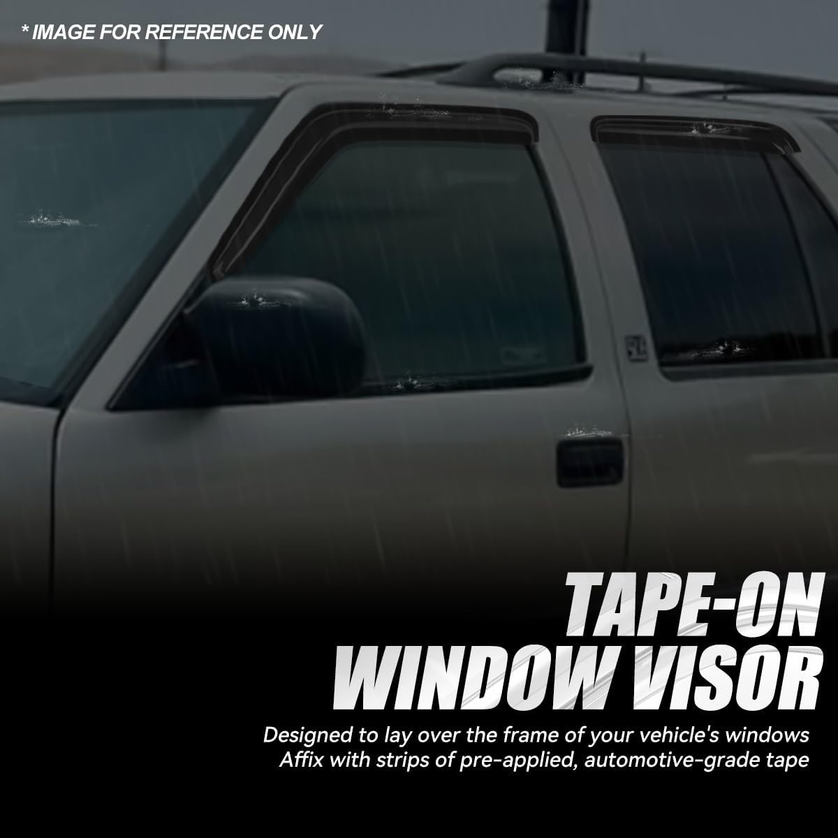 Auto Dynasty Set of 4 Carbon Fiber Pattern Window Visors Compatible with 1995-2005 Chevy Blazer GMC Jimmy Oldsmobile Bravada, Tape-On Rain Guards Shield Vent Shade Deflector Glossy Black