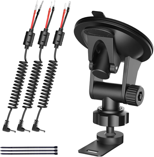 Radar Detector Mount Kit – Super Strong Suction Cup Windshield Holder + Magnetic Ring Power Cord with Inline Fuse, Rearview Mirror Plug & Elastic Cable – Easy Install, No-Slip(for Cobra Radar)