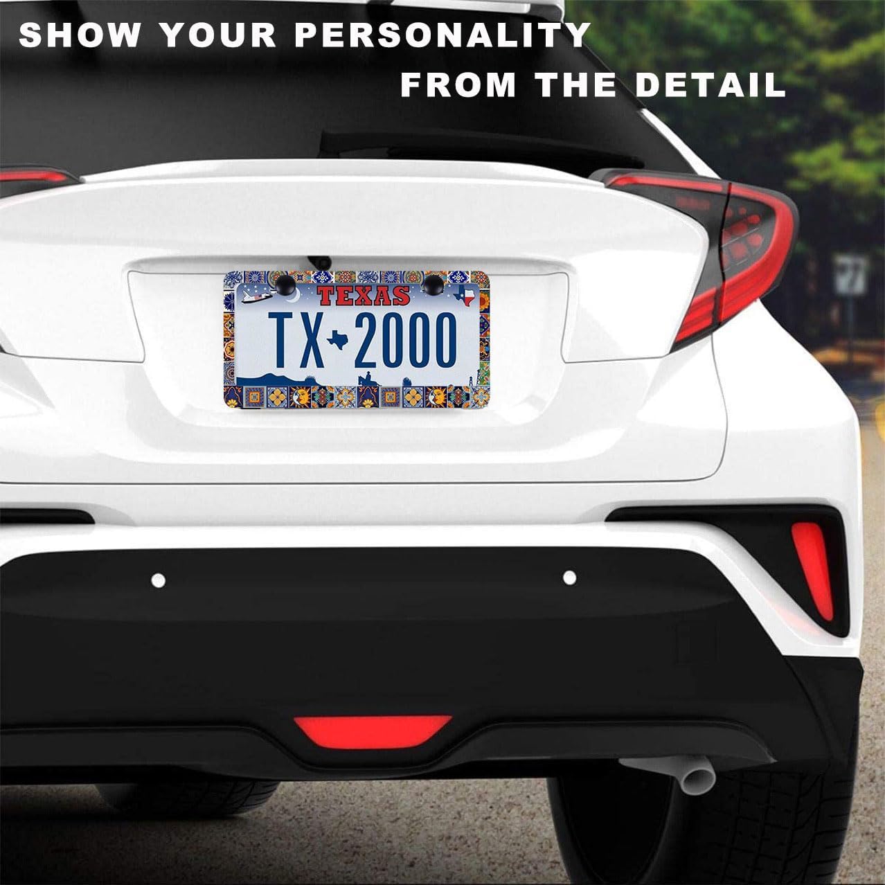 2Pack Mexican Tiles License Plate Frames Mandala Boho License Plate Frame Car Universal Aluminum Accessories Cars Decorative 2 Holes Screws Fits Standard US Vehicles Size 12.2 x 6 Inches