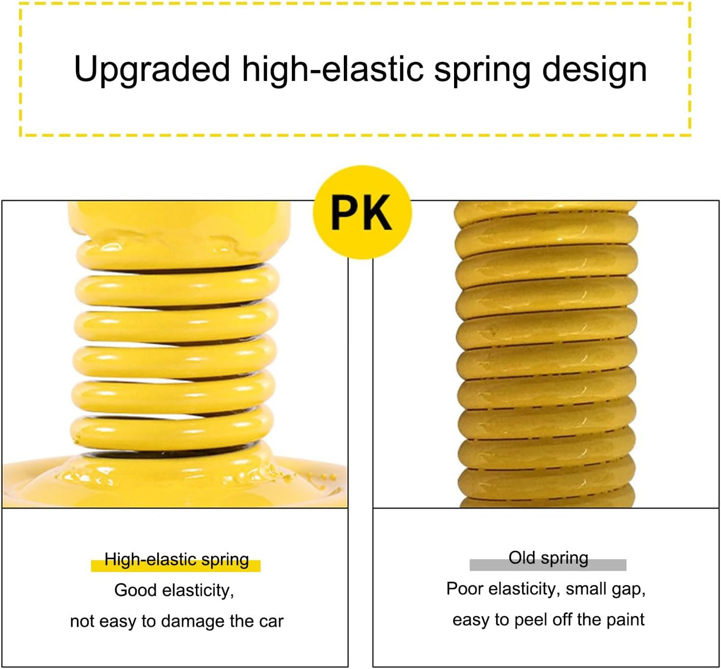 Safety Bollard Post, Spring Parking Post with Warning Stripes, Driveway Garage Security Post Barrier, Traffic Barricade Cones, for Indoor and Outdoor Parking(Yellow (4PCS))