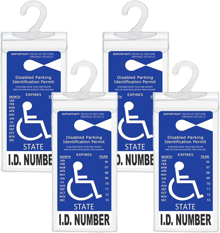 Handicapped Parking Placard Holder - Disabled Placard Protective Mirror Tag Holder with Larger Hanger by Tbuymax(Set of 4)