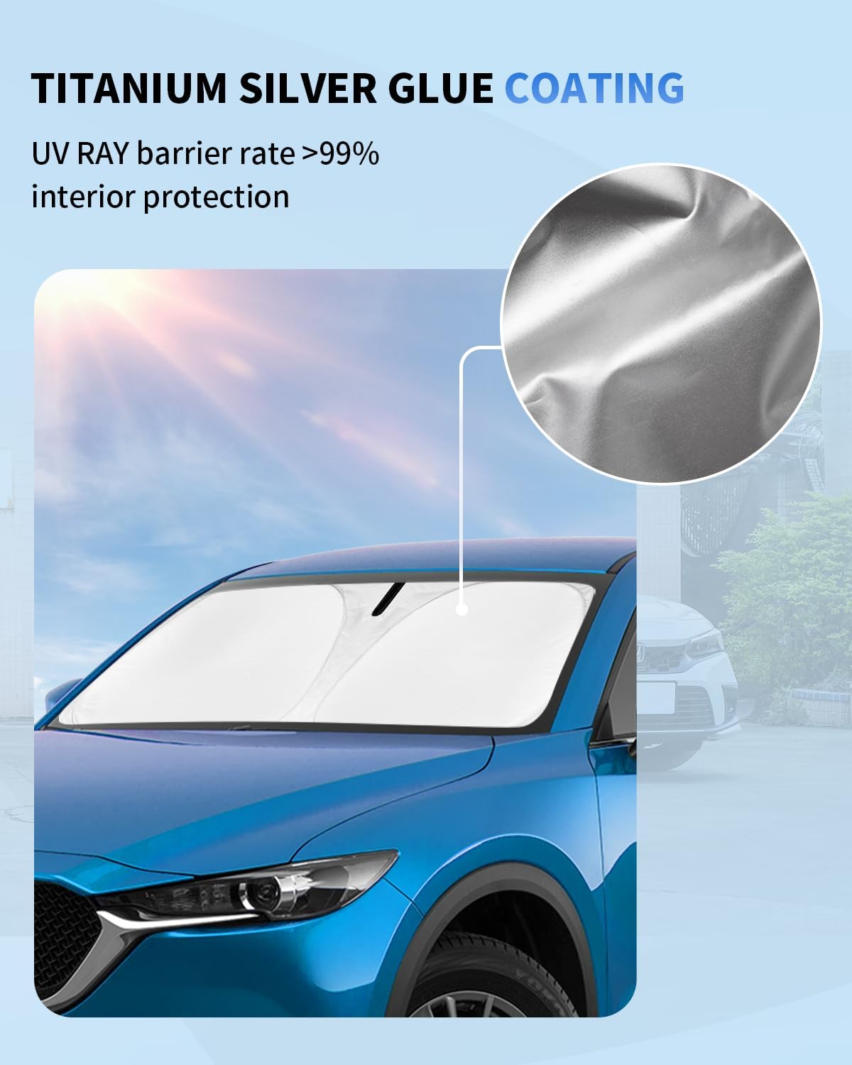 for Mazda CX5 Car Windshield Sunshade for CX-5 2017-2023 2024 2025 Mazda CX5 Accessories Thicken 4-Layer Foldable Car Front Window Sun Shades Cover Block Heat Shield Protector 240T UV Reflector