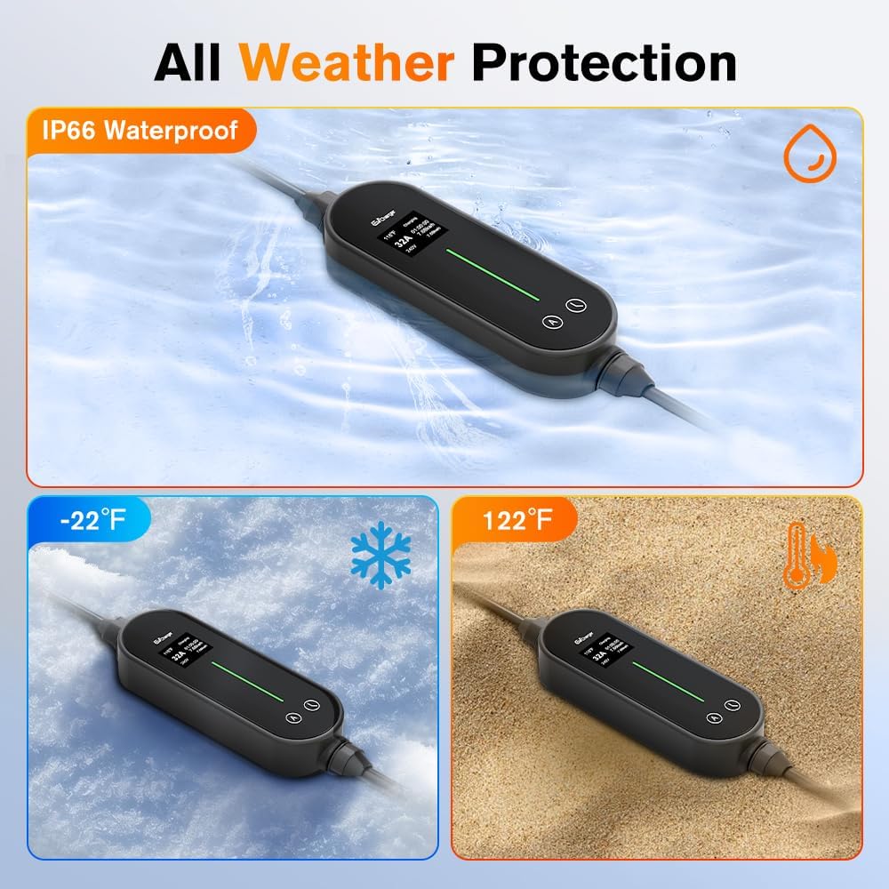 Portable Electric Car Charger Level 2 EV Charger 32A 240V for Tesla 21ft Cable NEMA 14-50P Compatible with All Tesla Models X/Y/3/S