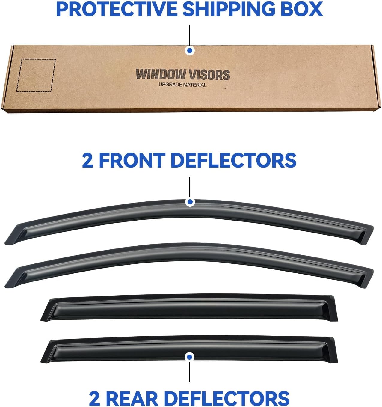 Window Visors Rain Guards Shield for 2007-2013 Acura MDX, Out-Channel Window Vent Wind Deflectors Visors Shades for 07 08 09 10 11 12 13 Acura MDX