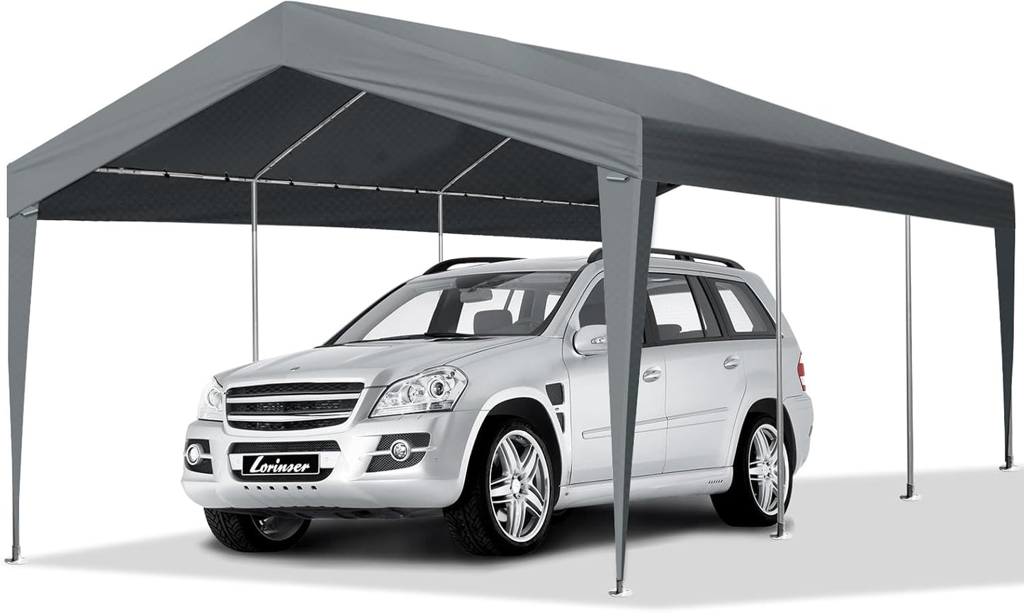 VINGLI 12x20 Carport Canopy Portable Garage, Car Canopy Heavy Duty Car Tent for SUV, Boats, RVs, Trucks Party Tent Boat Shelter(Without Sidewalls)