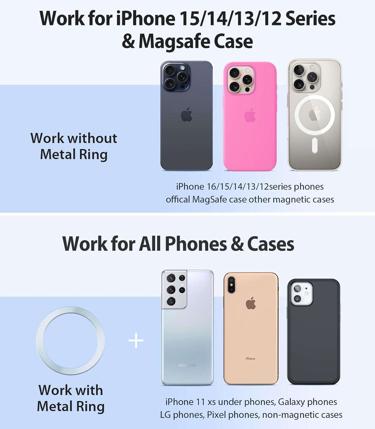 VICSEED for MagSafe Car Mount [Upgraded Strongest Magnet Power] Magnetic Phone Holder for Car Vent 360 Adjustable Magnetic Car Phone Holder Mount for iPhone 16 Pro Max 15 14 13 12 Plus Mini, Blue