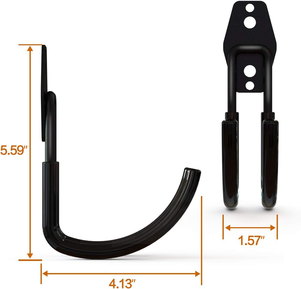 Garage Storage Utility Hooks，Garage Garden Tool Organizer，Steel Wall Mount Hooks, Large Garden U Hooks （2 Pack） (Type-2-Black)