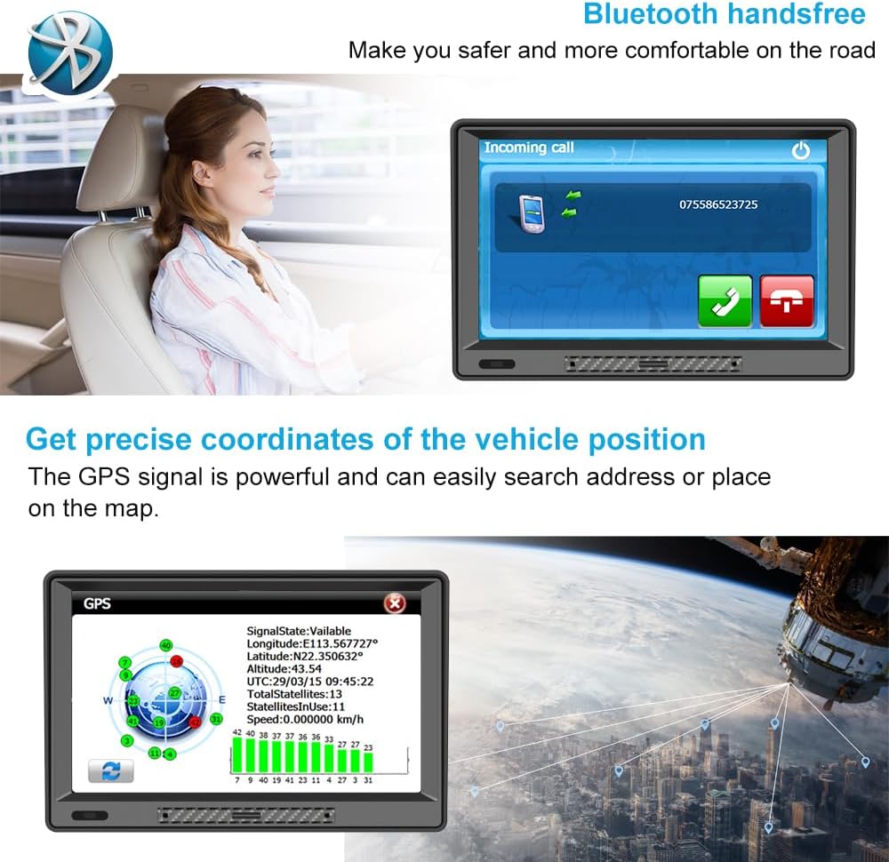 GPS Navigator for Car,Latest 2025 Map,9 inch Touch Screen Real Voice Spoken Navigation System for Cars, Vehicle GPS with Speed and Red Light Warning Lifetime Maps Update