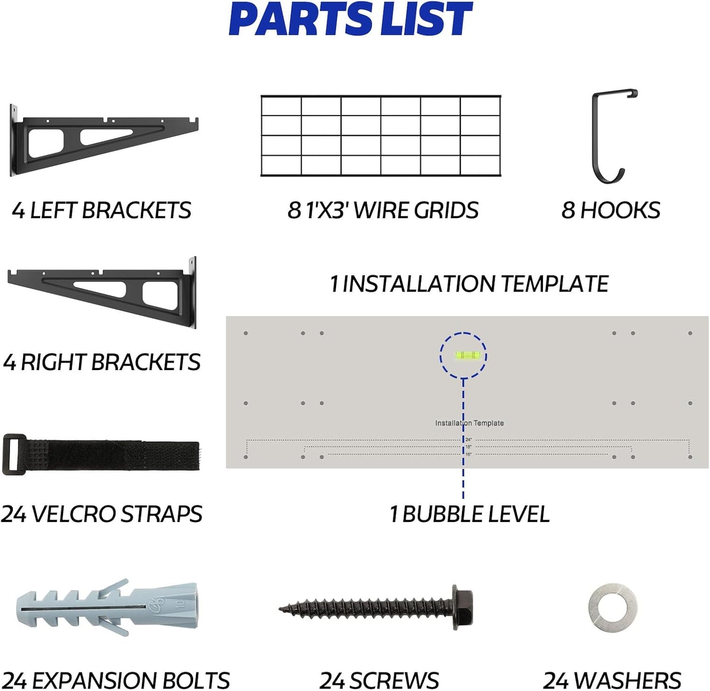 FAHKNS 2 x 6 ft Garage Wall Shelving, 2-Pack Garage Shelving Wall Mounted, 1200LBS Capacity Heavy Duty Metal Wire Shelves, Floating Long Shelf for Carport Shed Kitchen, Black