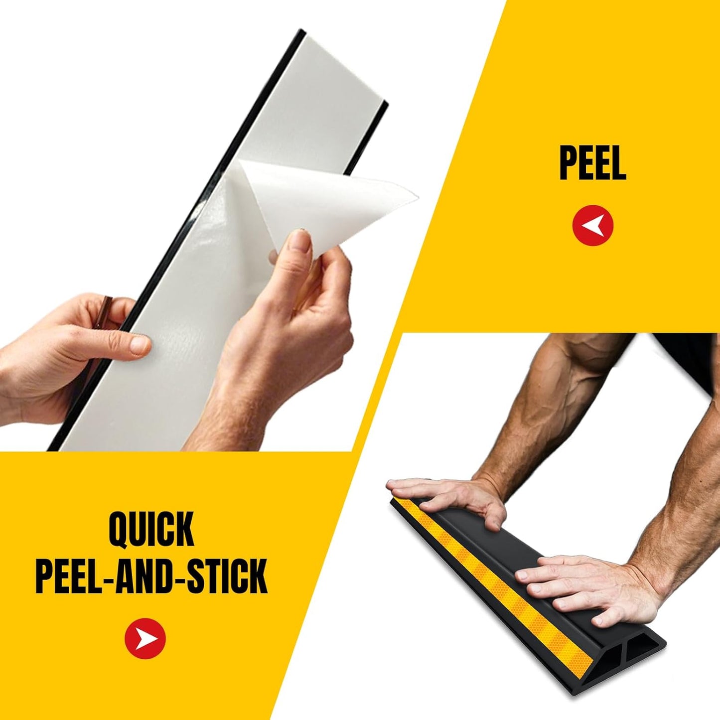 2 Pcs 18'' Heavy Duty Parking Aid for Garage, with Yellow Safety Stripes, Parking Gadgets Protects Car and Garage Walls, Parking Stopper Easy to Install 2 Packs