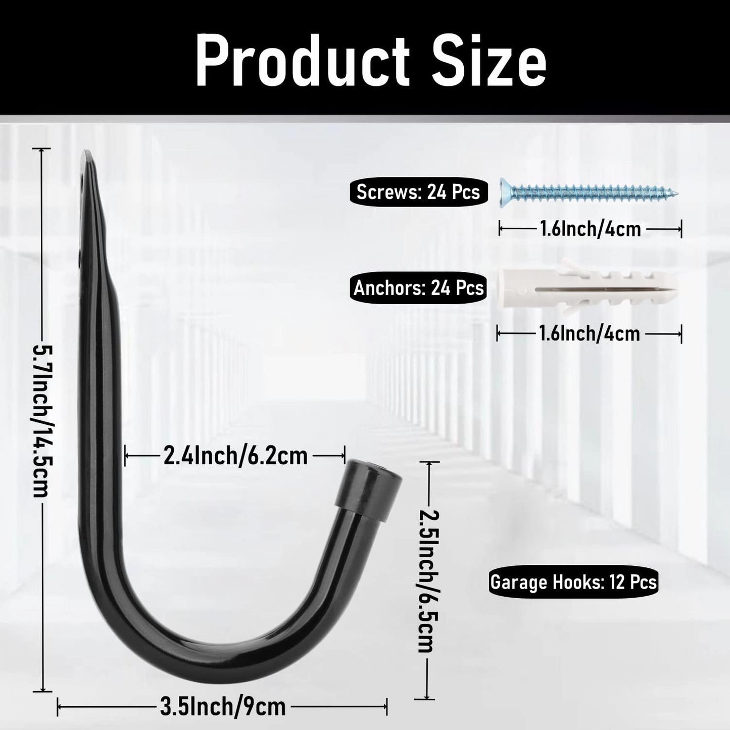 Garage Storage Hooks 3.5Inch Heavy Duty Wall Mounted Garage Utility Hooks 12 Pack Hangers Great for Tools Bikes Ladders Chairs