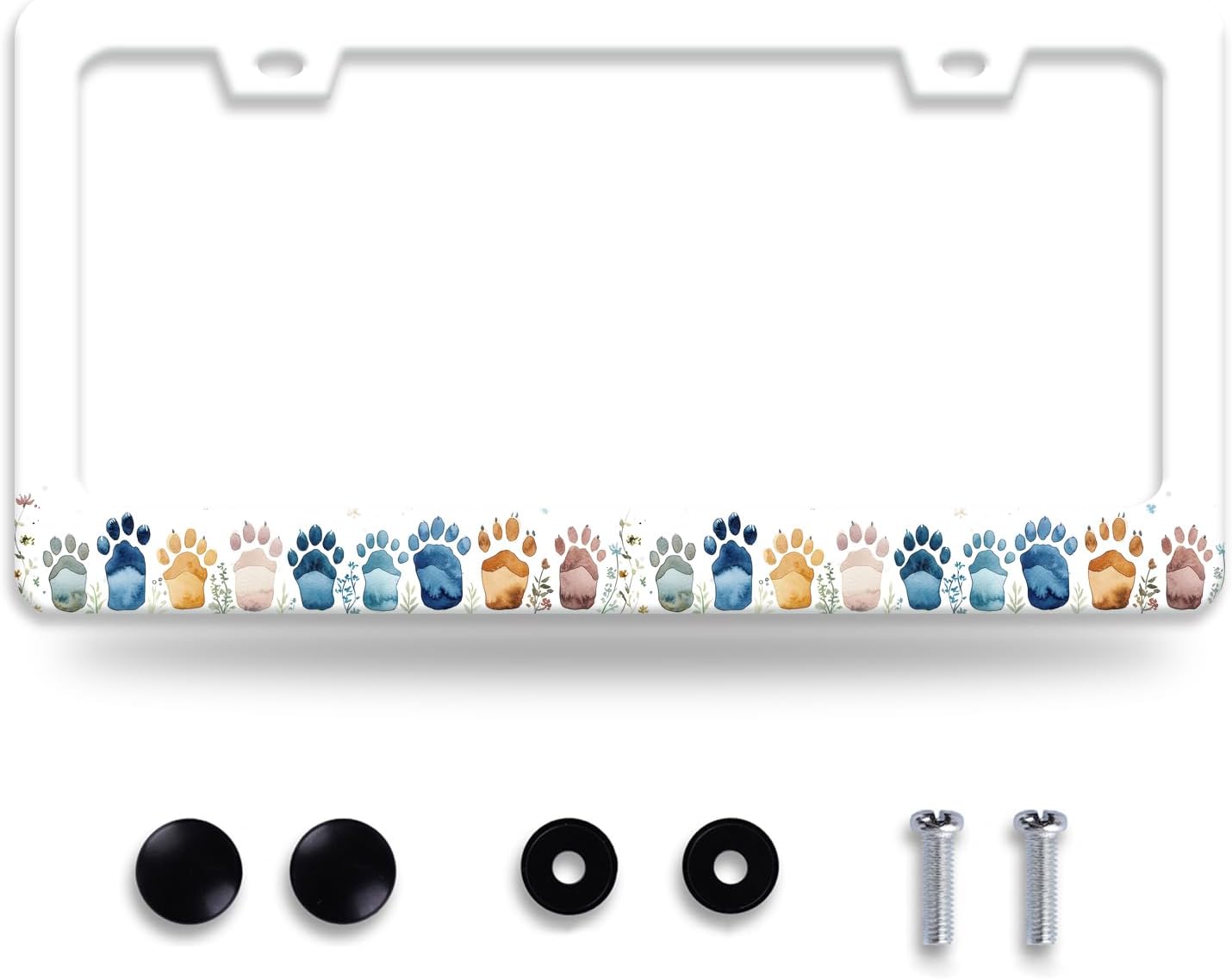 Bear Paw Print License Plate Frame Colorful Animal License Plate Frames Funny for Car Decorative Parts Stainless Stee License Plate for Standard Us Canada Funny License Plate Holder 12x6 Inch