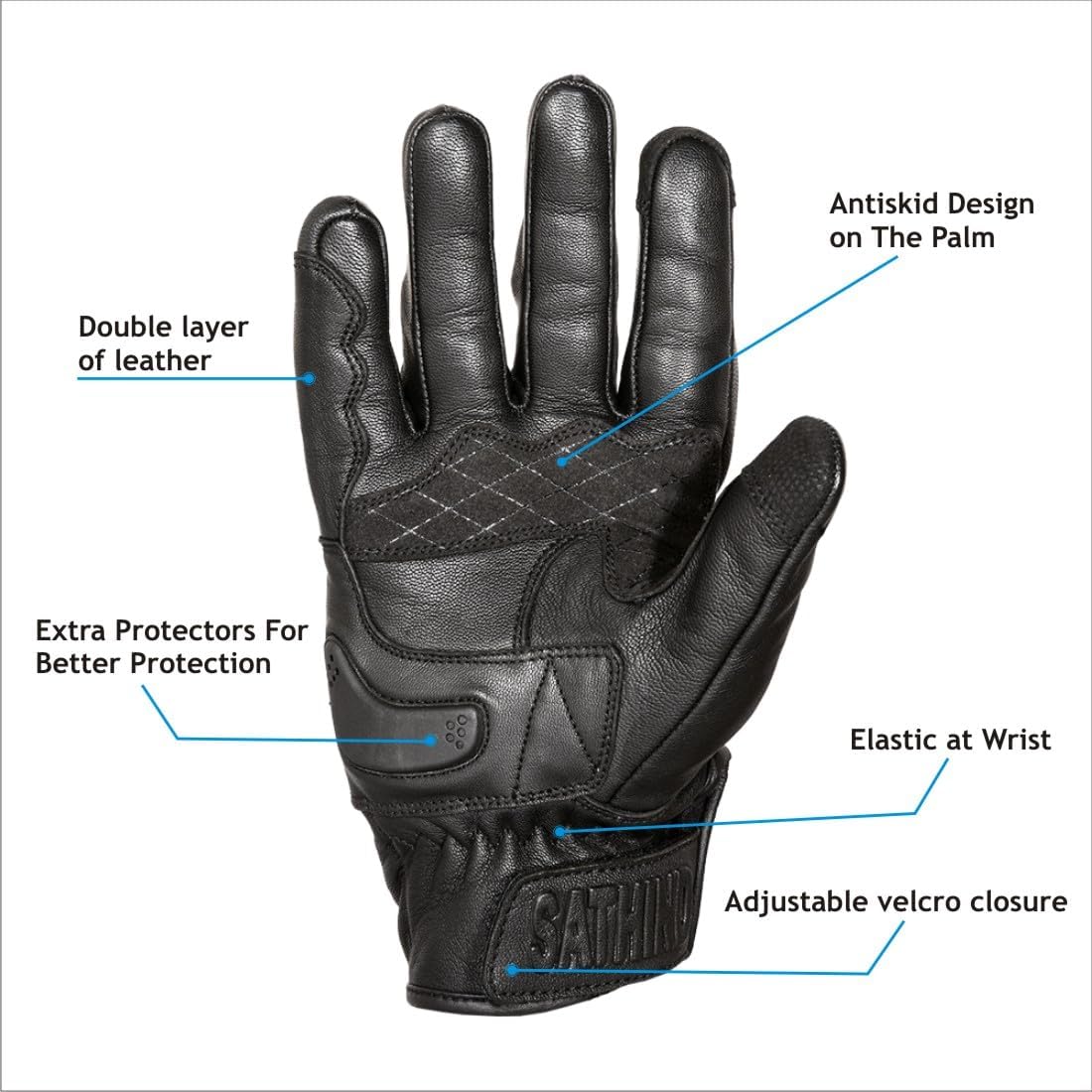 Leather Motorcycle Gloves for Men and Women | Touchscreen | Full Finger | Goatskin Leather Hard Knuckle Motorcycle Riding Gloves (Perforated, XX-Large)