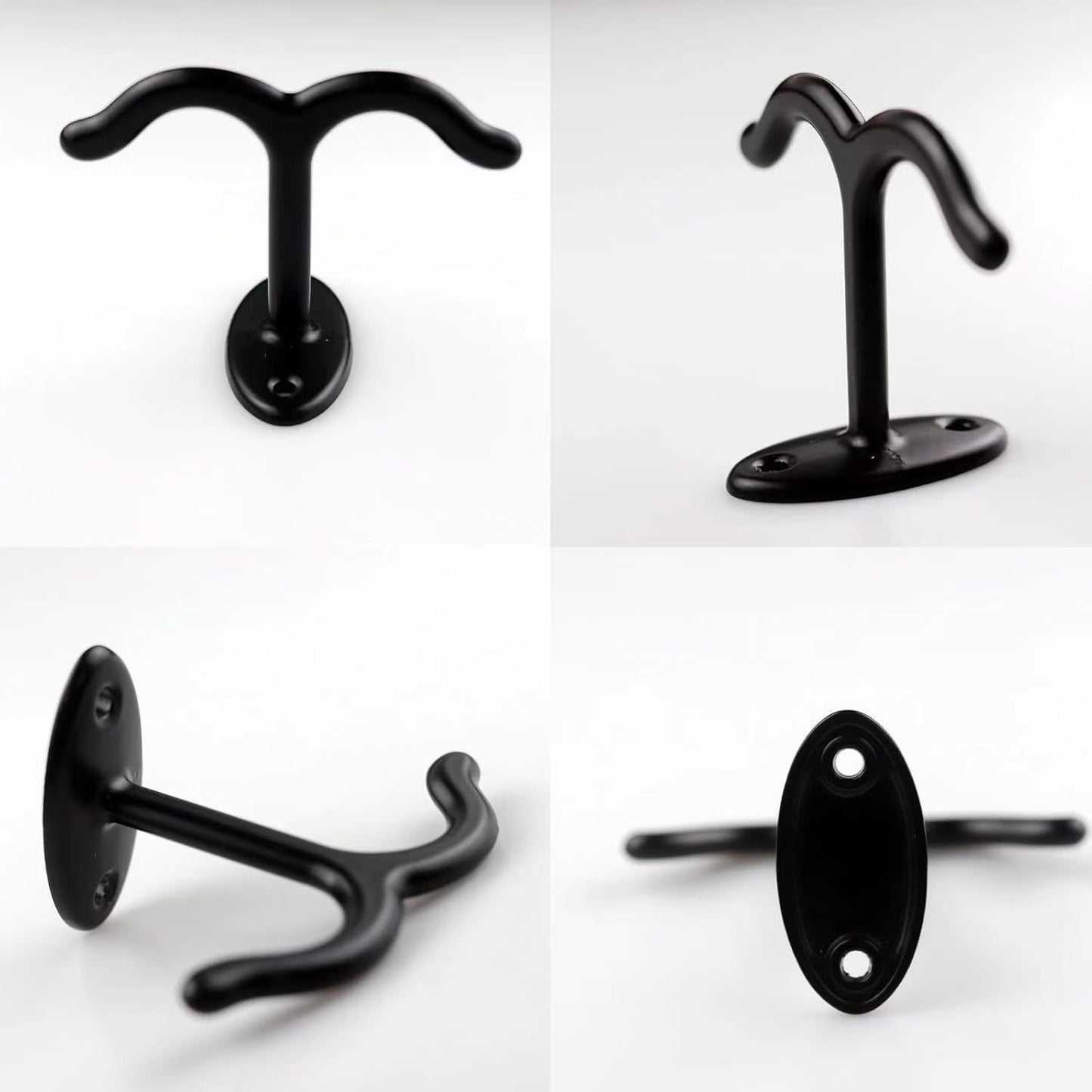 10 Pcs Zinc Alloy Ceiling Double Hook Cabinet Wardrobe Coat Towel Hat Hook Hooks Under Cabinet Shelf (Black)