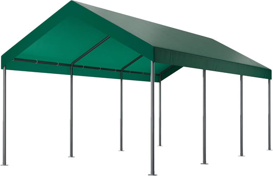 Shintenchi 10x20ft Heavy Duty Carport with UV Resistant Canopy, Powder-Coated Steel Frame, Easy to Assemble Portable Garage, Stable Carport for Car, Bike, Camp, Outdoor Storage (Green)
