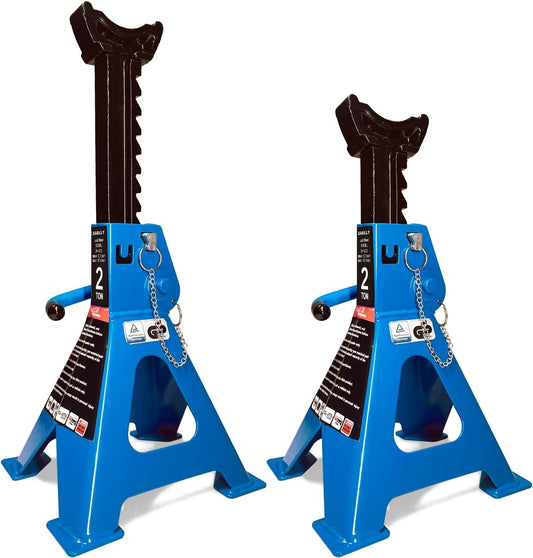 Car Jack Stands 2 Ton with Double Locking and Large Foot Base for Lifting Cars,SUVS,MPVS, Heavy Duty Steel, 4400 lb Capacity, 1 Pair, Blue
